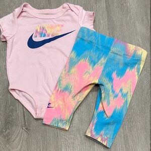 Nike Baby Girl 3m Outfit Pastel Pink Onesie and Leggings Set